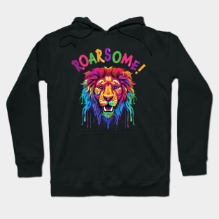 Roarsome Colourful Rainbow Lion, Fun Eye-Catching Design Hoodie